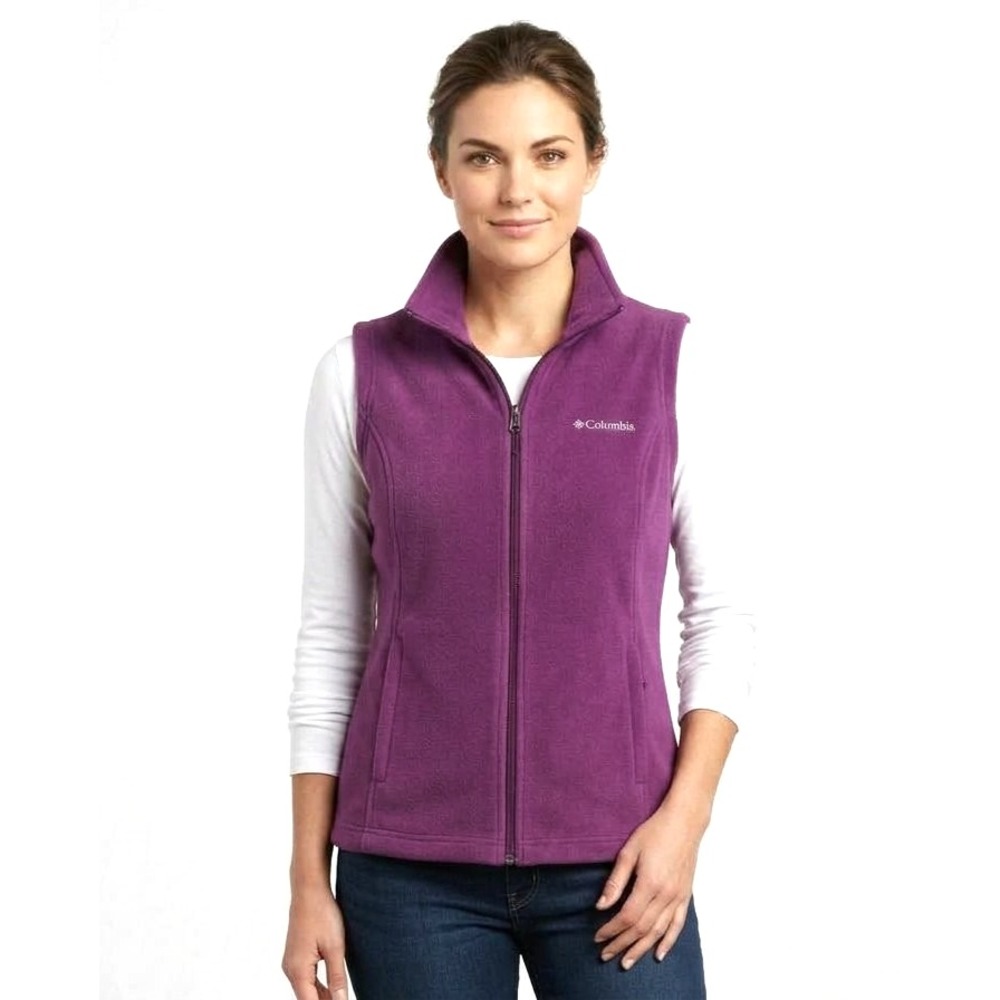 COLUMBIA Sleeveless BENTON SPRING FLEECE Full-Zip POCKETS Purple VEST Sz L